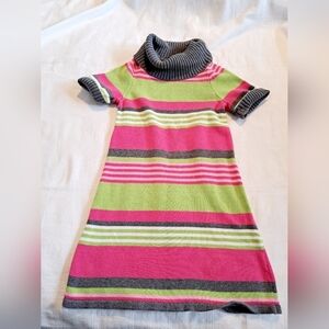 Gymboree girls size 8 cowl neck sweater dress Vguc, pink, green gray & white